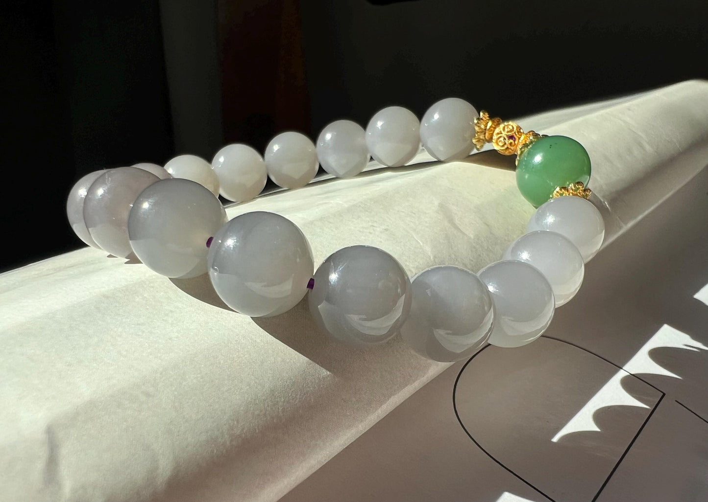 9.8mm+ Certified natural jade/Gradient purple nephrite bracelet/ icy smoky purple/天然软玉 老矿 冰烟紫  渐变紫手串 #3731 冰润细糯 搭配碧玉苹果绿圆珠