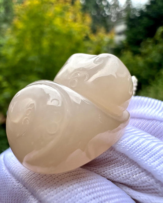 Certified natural jade/lotus pink nephrite kitten pendant/necklace/icy rich color天然软玉 藕粉趴趴猫 吊坠 紫粉色#4073